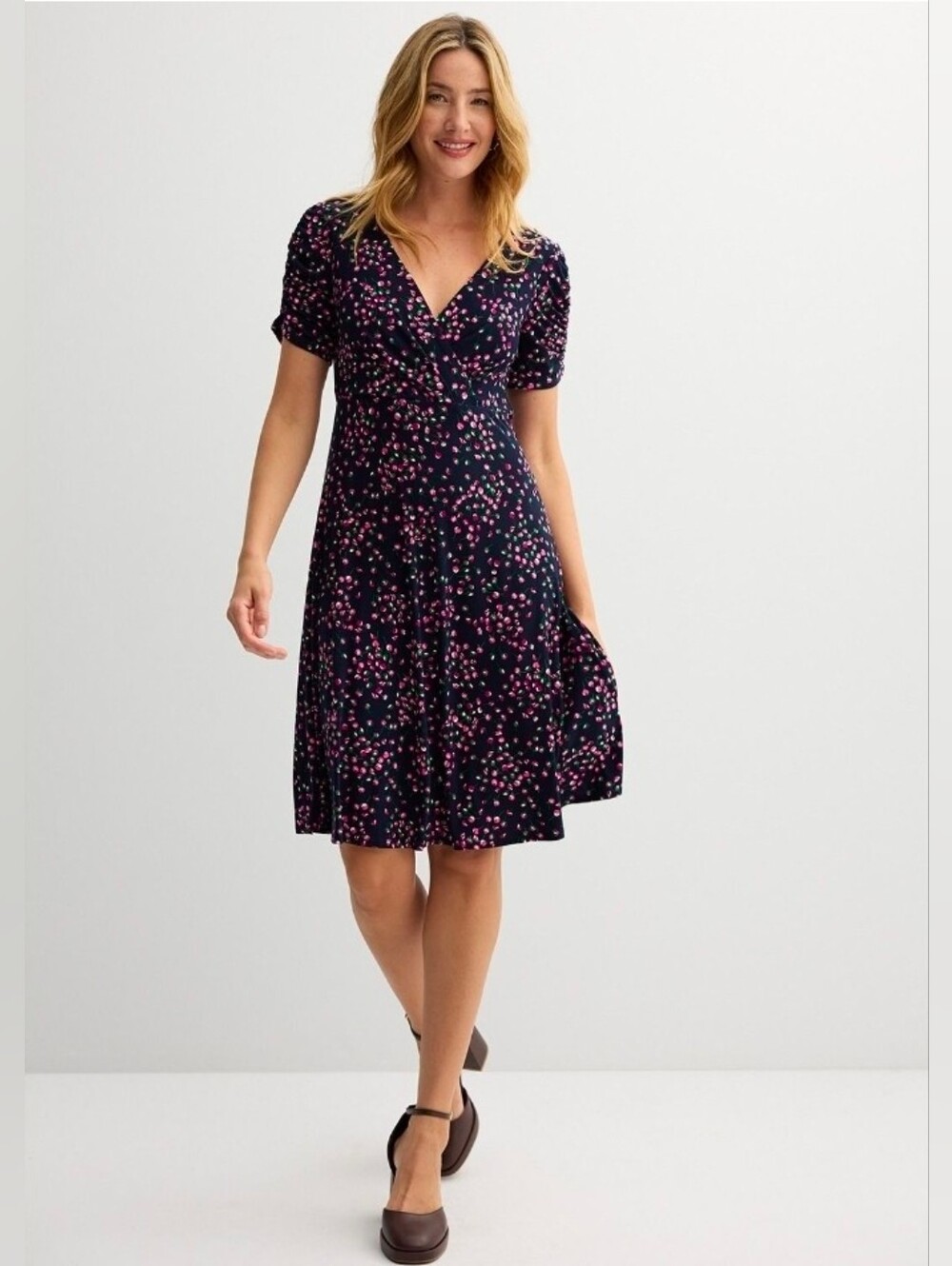 Short Sleeve Surplice Dress by Harper Rose